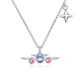 Silver North Star Airplane Necklace