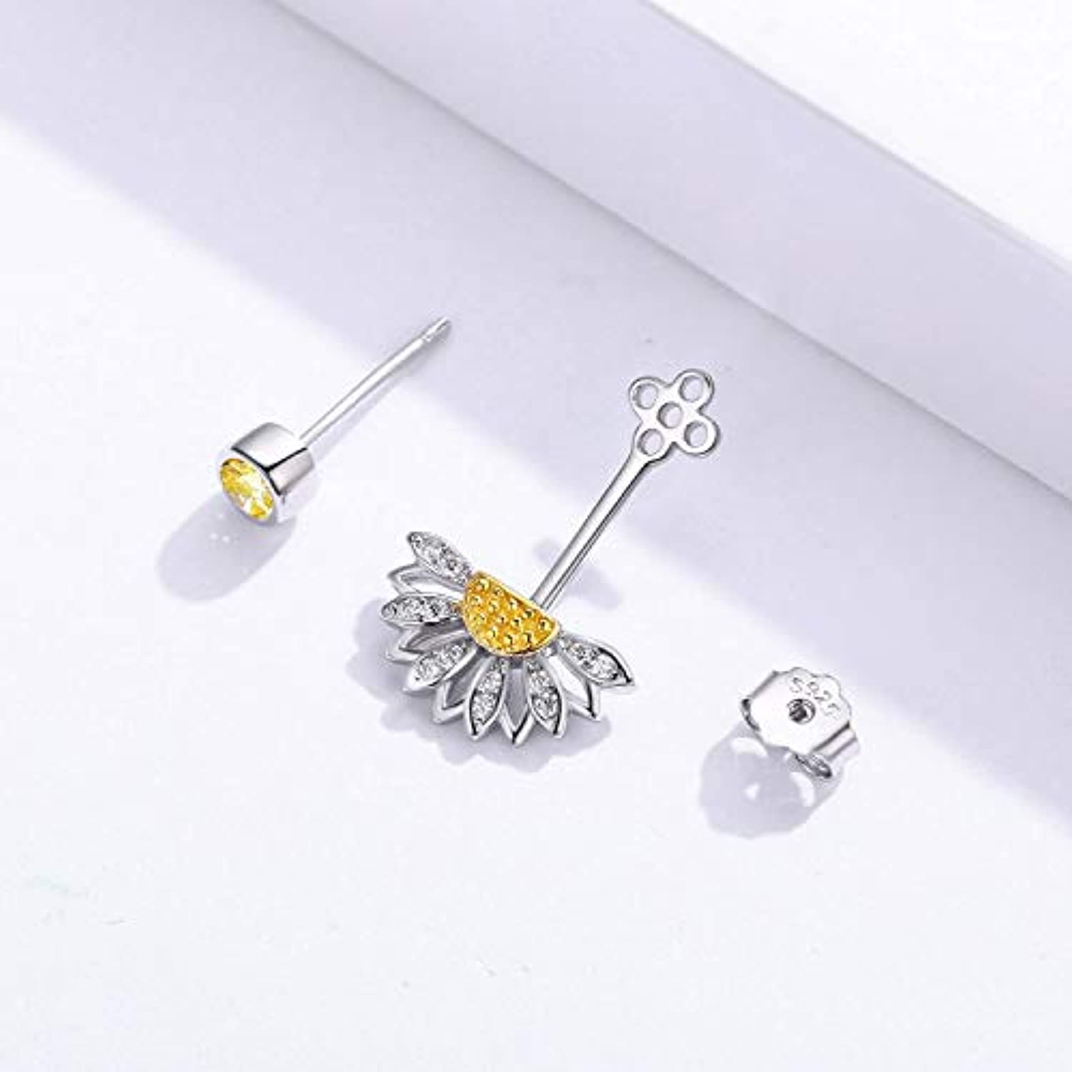 S925  Sterling silver Sunflower Stud  Earring Jewelry Gift for Her Women