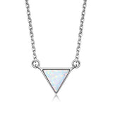 14K Gold Plated 925 Sterling Silver Triangle Created Opal Necklace for Women