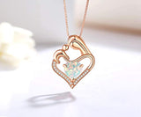 925 Sterling Silver Mother and Child Love Heart Opal Pendant Necklace, Jewelry Gifts for Mom Women