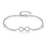 S925 Silver Gorgeous CZ Infinity Symbol Lucky Horseshoe Charm Adjustable Link Bracelet Hand Chain