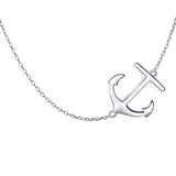 Sideway Anchor 925 Sterling Silver Pendant Necklace for Women Girls