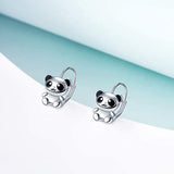 925 sterling silver Panda dangle earrings Animal Dangle Earrings