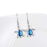 Sterling Silver Sea Turtle Drop Earrings, Hawaiian Synthetic Opal  Earrings Gifts for Women