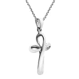 Modern Infinity Loop Cross 925 Sterling Silver Pendant Necklace