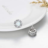 Sterling Silver White Opal Stud Earrings, Hypoallergenic Stud Earrings for Girls Women Birthstone Birthday Gifts
