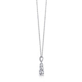 Rhodium Plated Sterling Silver 3-Stone Pendant Necklace Made with Swarovski Zirconia Round