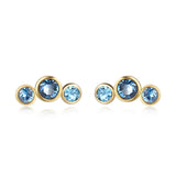 Crystal Stud Earrings Gemstone Blue Color Silver Sterling Earrings