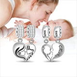 Family Charms Show Your Love Mom and Daughter Dangles Charms 925 Sterling Silver  Fits Bracelet  Jewelry Gifts for Mother