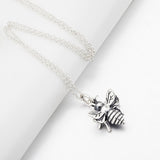 Oxidized bee necklace cable chain wholesale silver luxury necklace