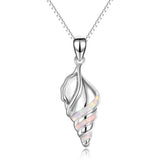 Sterling Silver Created Opal Ocean Jewelry Sea Conch Necklace for Women