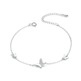 Sterling Silver 925 Lobster Clasp Chain Bracelet For Women Flying Butterfly