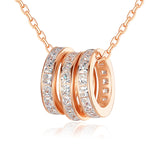 S925 Sterling Silver Items Transfer Beads Three Ring Pendant Inlaid Zircon Fashion Personality Three Circle Necklace Female