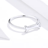 S925 sterling silver bone ring white gold plated ring