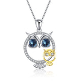 Owl Blue Zirconia Necklace Owl Animal Pet Human Lovely Necklace Wholesale