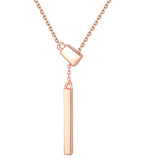 S925 Sterling Silver horizontal bar and Lock cross rose gold  Pendant  Necklace Jewelry  For Women