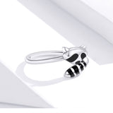 925 Sterling Silver Cute Raccoon Finger Rings Precious Jewelry For Women