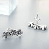 Authentic 925 Sterling Silver Stackable Dazzling Daisies, Clear CZ Stud Earrings for Women Fine Jewelry