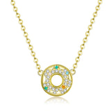 925 Sterling Silver  Honey Cake Donuts Round Chain Short Necklaces for Girlfriend Initial Design Gold Color Jewelry
