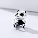 S925 Sterling Silver Oxidized Epoxy Panda Charms