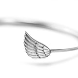 open sterling silver adjustable angel wing cuff bracelet design