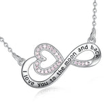 Infinity heart-shaped cz necklace pendant I loveyou to the moon and back necklace pendant