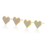 Diamond Heart-Shaped Earrings Female Korean Version Micro-Inlaid Love Silver