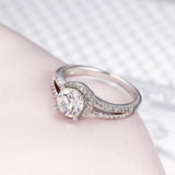  Silver Heart & Arrows CZ Engagement Ring