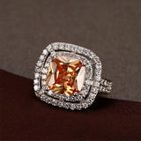 S952 sterling silver vintage double cubic zircon fashion ring jewelry