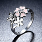 S925 sterling silver cherry blossom ring zircon oil drop ring
