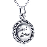 Sweet Sister Heart Shaped Necklace Wholesale 925 Sterling Silver Necklace