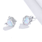 Authentic 925 Sterling Silver Opal Nuts Stud Earrings For Women Brincos Exquisite Ear Statement Jewelry