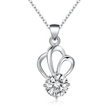 925 Sterling Silver Item Short Chain Japanese And Korean Creative Wild Heart Shape True Love Princess Crown Pendant