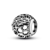 Hollow bee hive beans charms  sterling silver  beads jewelry accessories