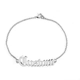 Personalized Name Bracelet Custom 925 Sterling Silver Old English Name 7inch+2inch Extendable Chain
