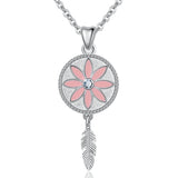 S925 sterling silver dream catcher CZ necklace pendant For Women