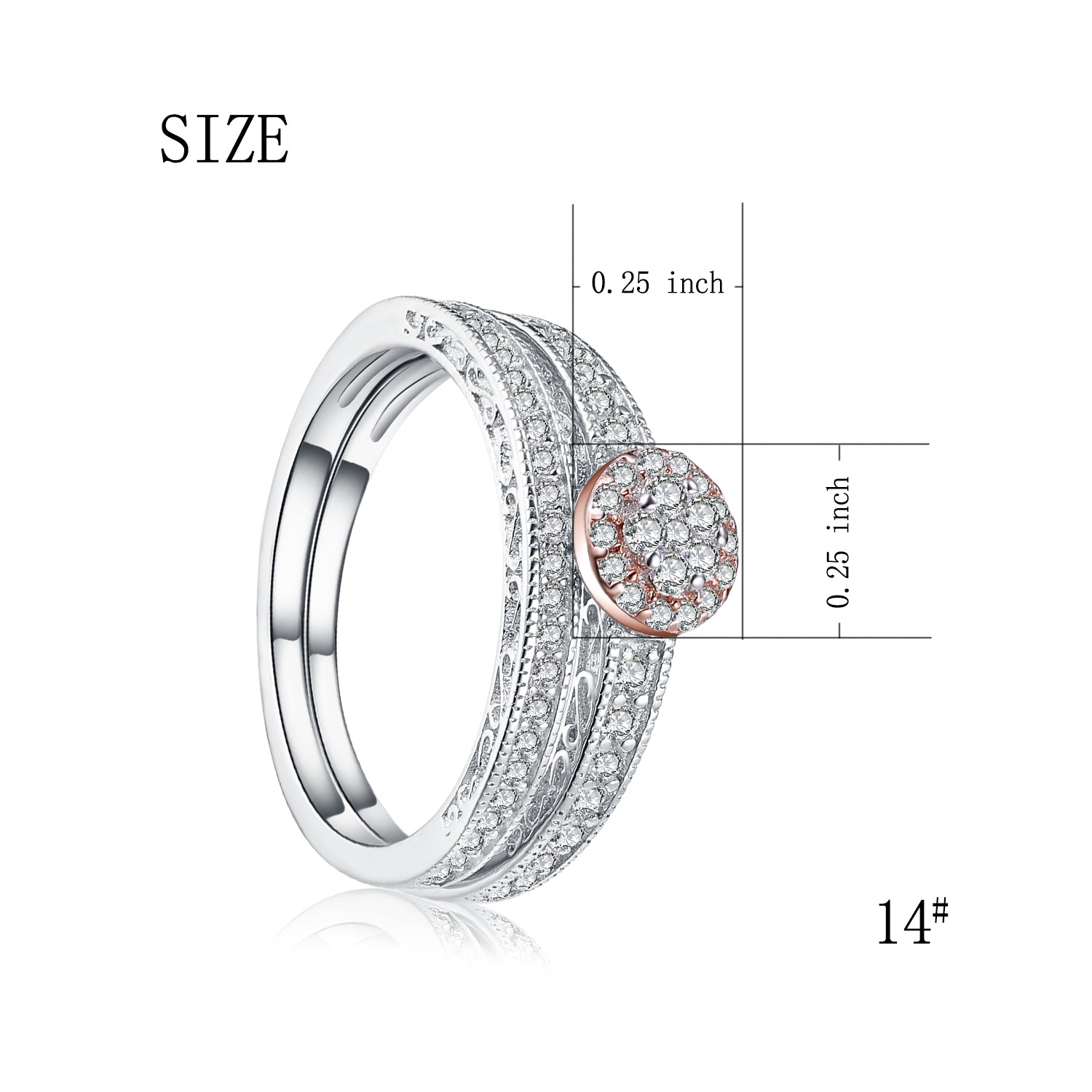 Latest Design 925 Sterlings Silver Jewelry Rose Gold Plated Women Wedding Ring