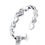 Pink CZ Heart Stackable Finger Rings