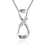 925 Sterling Silver Infinity Necklace for Women with Jewellery Gift Box, Silver and Rose Gold Plated Friendship Pendant Necklace with  Cubic Zircon