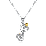 Heart Shaped CZ  Gold Plated S925 Sterling Silver Necklace Pendant for Mother's Day