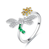 dragonfly and daisy ring
