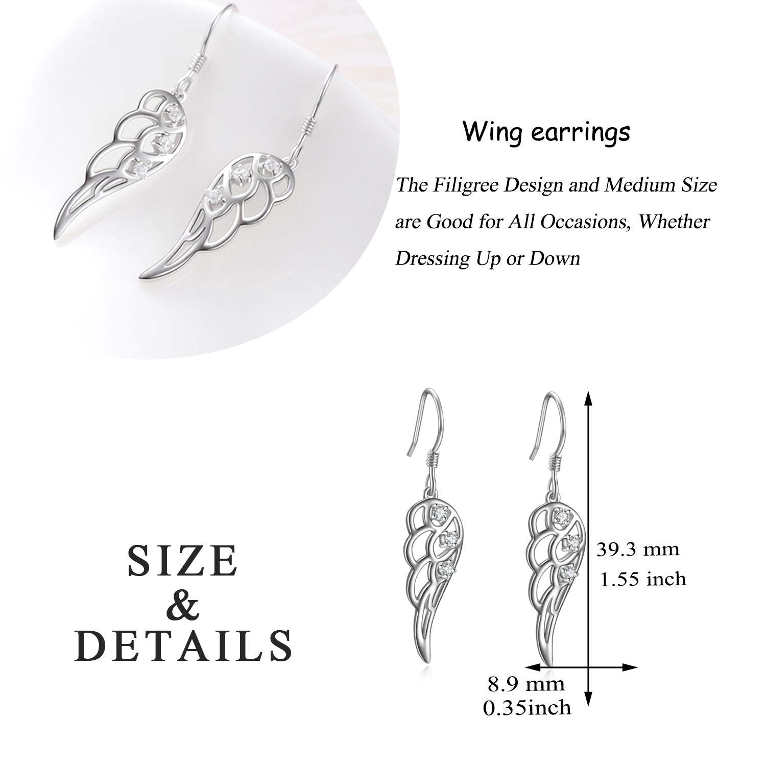 Angle Wings Earrings Good Quality Zircon Decoration Popular Earrings