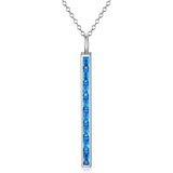 S925 Sterling Silver Crystal Birthstone Vertical Bar Pendant Necklace Jewelry Gifts for Women Teen Girls Birthday