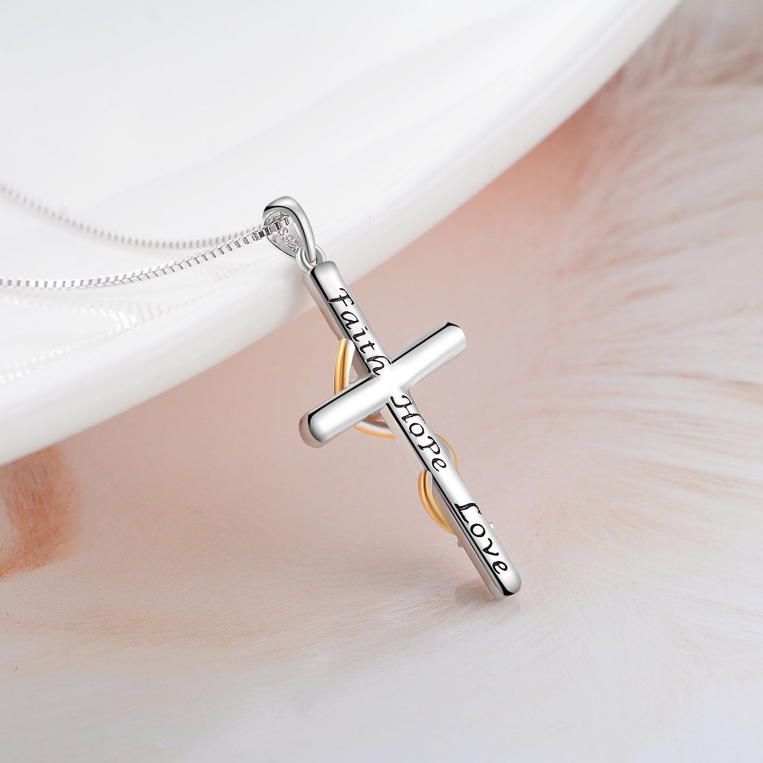 Pearl Cross Necklace Yellow Silver Thread Winding Fashionable Plating Necklace