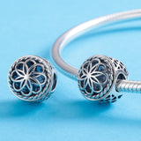 S925 Sterling Silver Oxidized Flower Charms