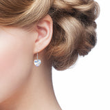 Heart Shaped Earrings Women Drop Fashion Crystal Silver Earrings