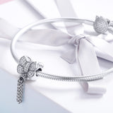 925 sterling silver Oxidized zirconia Ribbon Bow charms