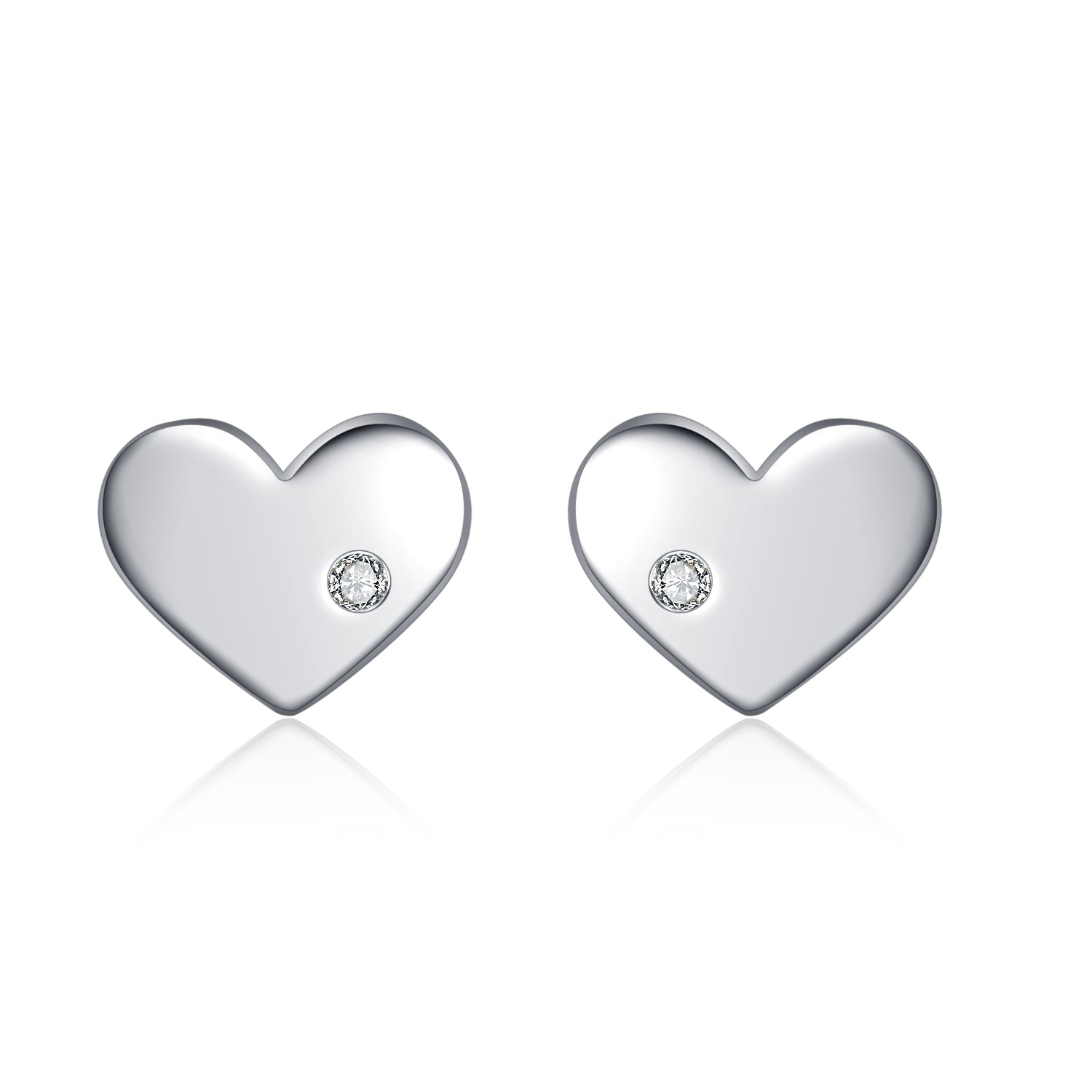 Cute Cubic Zircon Love Heart Shape Stud Earrings for Wife Gift