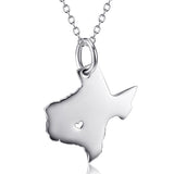 Map Texas Necklace Rhodium Plating Chain Country Silver Necklace