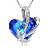 Butterfly Gemstone Necklace Blue Crystal Silver Precious Necklace
